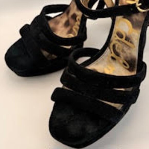Sam Edelman Black Suede Platform Heels Size 10.5 - Picture 5 of 14